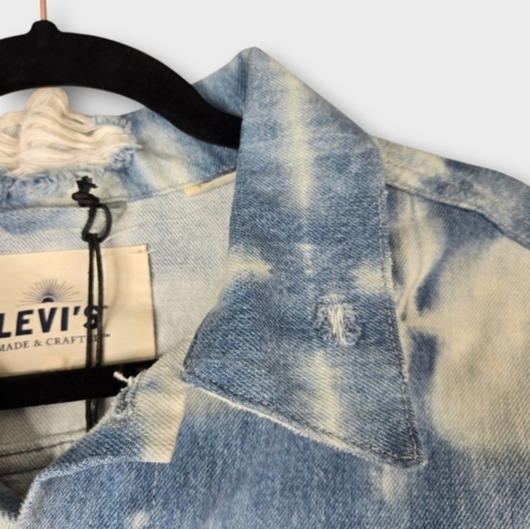 NEW $298 Levi's Size XL Made & Crafted Trucker Jean Jacket Blue Tie Dye Womens - Picture 6 of 15